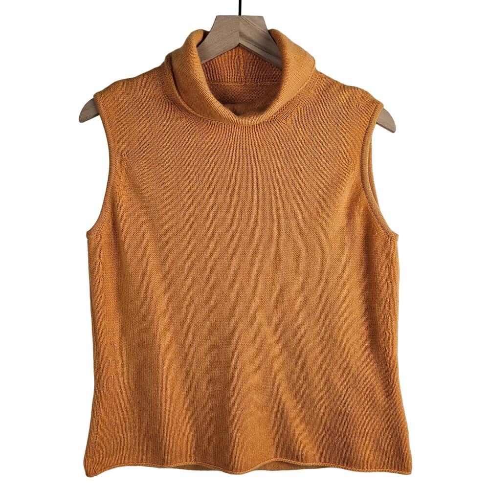 John Laing Cashmere Sleevelss Turtleneck Sweater 42 US L‎ Light Orange